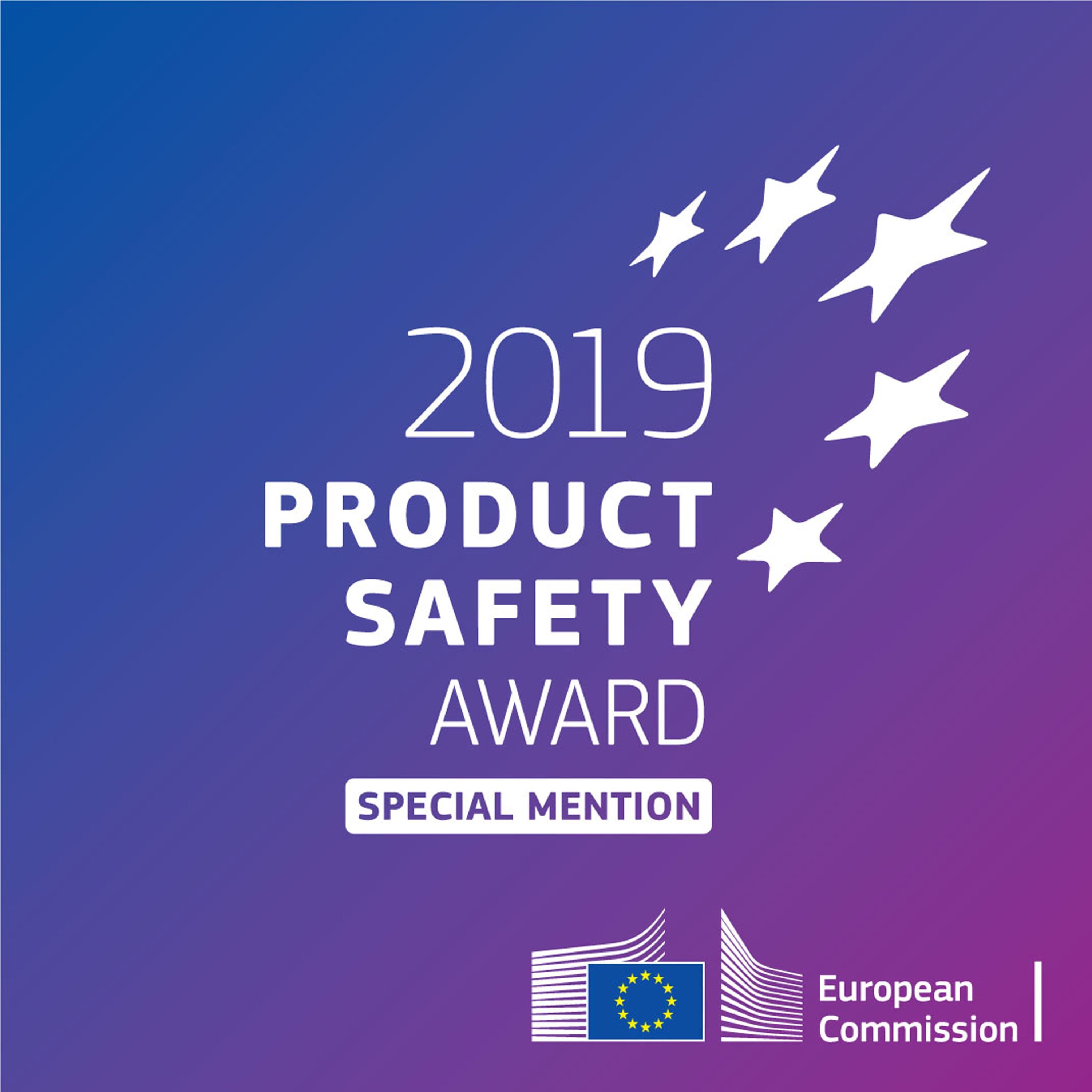 GALARDONADA CON EL PREMIO A LA SEGURIDAD DE PRODUCTO DE LA UE 2019