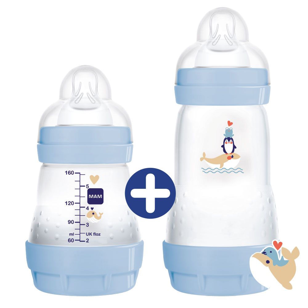 MAM  Biberon Easy Start™  anti-colique 160 ml et 260 ml, 0+ mois, lot de 2